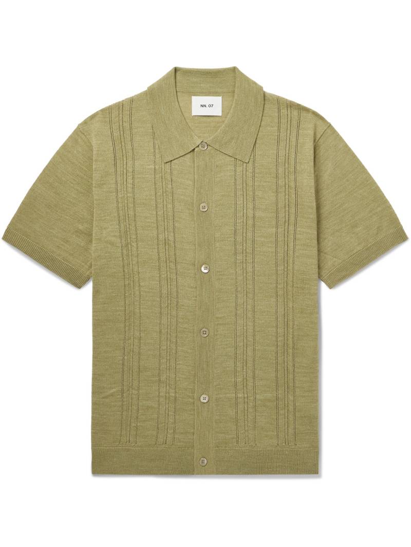 NN07 - Thor 6584 Pointelle-Knit Wool-Blend Shirt - Men - Green - XXL von NN07