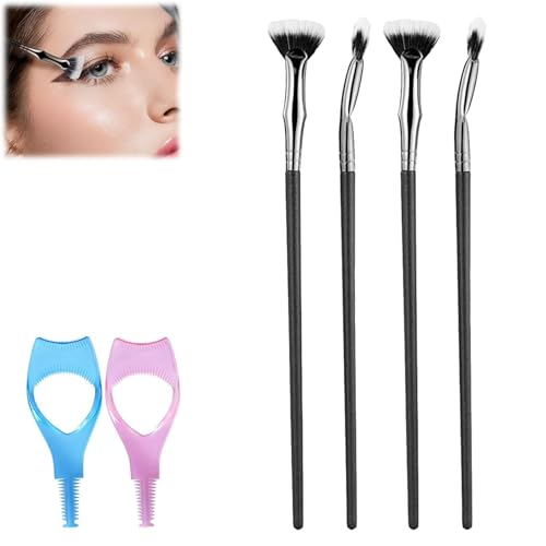 2024 Upgrade Folding Angle Scalloped Lash Brush, Mascara Brush Eyelash Comb Separator, Foldable Curled Eyelash Brush, Professional Makeup Tool (4pcs) von NNBWLMAEE