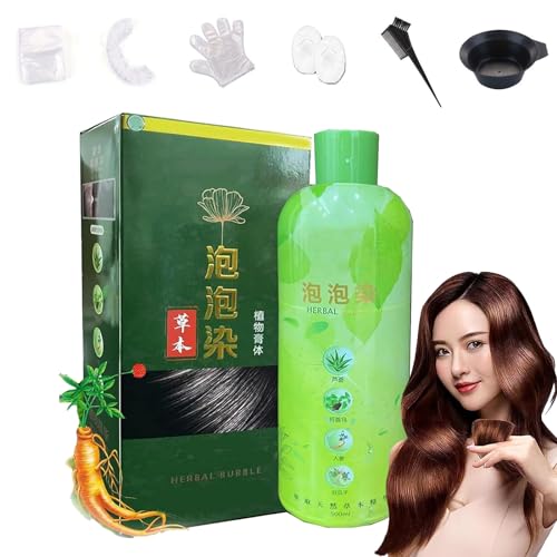 Brimless Shampoo, 2023 New Plant Bubble Hair Dye Shampoo, Pure Plant Extract for Grey Hair Color Bubble Dye, Natural Herbal Extract Fast Black Color Shampoo for Women Men (Black) von NNBWLMAEE