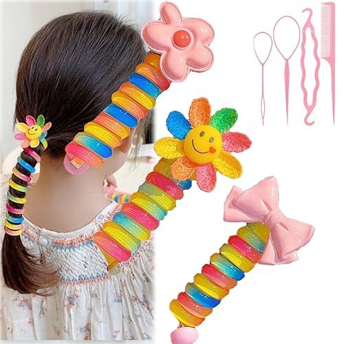 Colorful Telephone Wire Hair Bands for Kids, Spiral Hair Ties Phone Cord Ponytail Holders, Elastic Phone Cord Hair Ties, Waterproof and No Crease Stylish Hair Coils (4#) von NNBWLMAEE