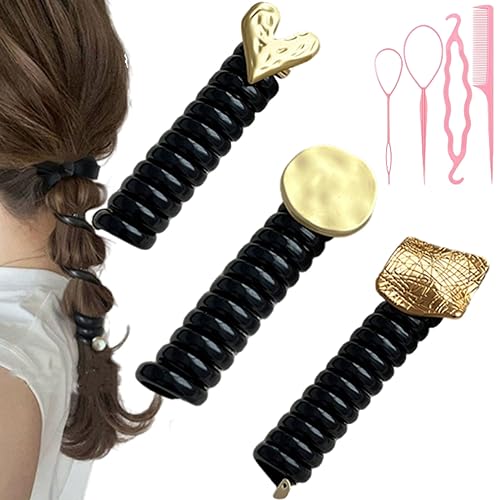 Colorful Telephone Wire Hair Bands for Kids, Spiral Hair Ties Phone Cord Ponytail Holders, Elastic Phone Cord Hair Ties, Waterproof and No Crease Stylish Hair Coils (5#) von NNBWLMAEE