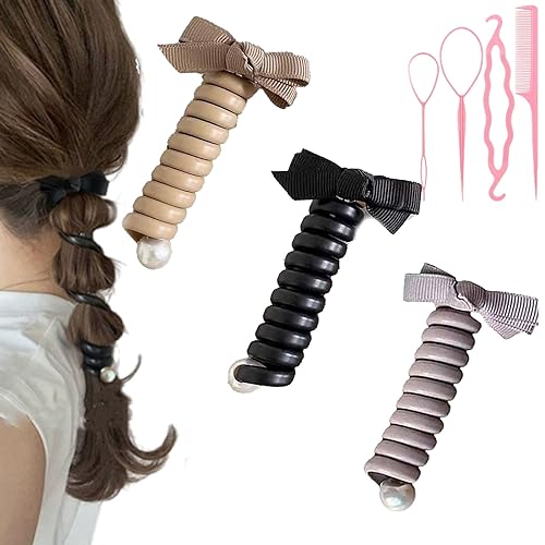 Colorful Telephone Wire Hair Bands for Kids, Spiral Hair Ties Phone Cord Ponytail Holders, Elastic Phone Cord Hair Ties, Waterproof and No Crease Stylish Hair Coils (7#) von NNBWLMAEE