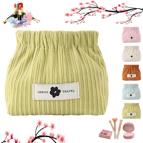 Corduroy Elastic Hair Tie Organizer, Portable Travel Corduroy Elastic Storage Bag, Hair Accessories Organizer, for Women Large Capacity Canvas Makeup Bags Travel Toiletry Bag (1pc Green) von NNBWLMAEE