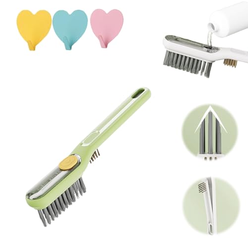 Multi-functional Liquid-filled Crevice Brush, 2-in-1 liquid crevice brushes, Hard-Bristles Crevice Cleaning Brush, V-Shaped Grout Cleaner Brush and Mini Wire Brush for Kitchen Bathroom (Green) von NNBWLMAEE