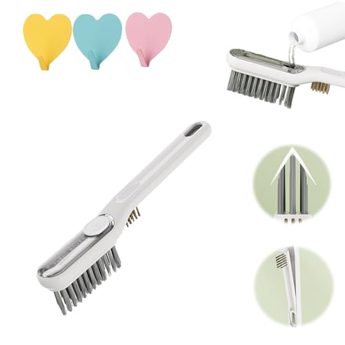 Multi-functional Liquid-filled Crevice Brush, 2-in-1 liquid crevice brushes, Hard-Bristles Crevice Cleaning Brush, V-Shaped Grout Cleaner Brush and Mini Wire Brush for Kitchen Bathroom (White) von NNBWLMAEE