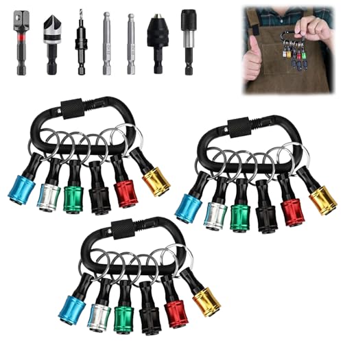 NNBWLMAEE 1/4 Hexagonal Screwdriver Head Bracket Hiking Buckle, Portable Hex Shank Screwdriver Bits Holder, Carabiner Set 1/4 Hexagonal Handle Drill Bit Storage Post, Quick-change Bit Catcher (18pcs) von NNBWLMAEE