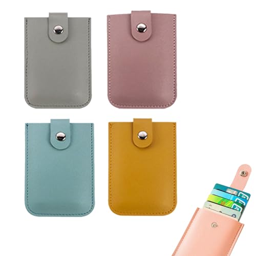 NNBWLMAEE Cardcarie - Pull-Out Card Organizer, Snap Closure Leather Organizer Pouch, Personalized Stackable Pull-Out Card Holder, Leather Business Card Holder (4pcs C) von NNBWLMAEE