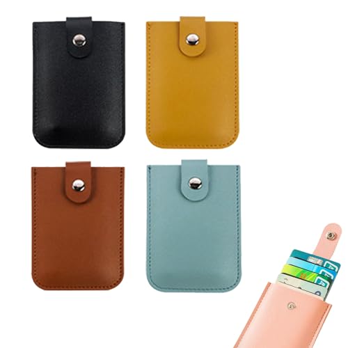 NNBWLMAEE Cardcarie - Pull-Out Card Organizer, Snap Closure Leather Organizer Pouch, Personalized Stackable Pull-Out Card Holder, Leather Business Card Holder (4pcs D) von NNBWLMAEE