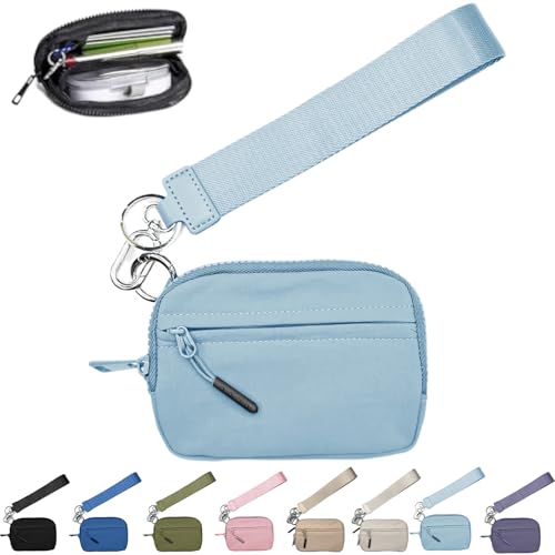 NNBWLMAEE Commonlyto Wallet, The Wallet 2nd Gen, Wristlet Waterproof Nylon Wallets for Women Daily & Shopping, Zippered Card Case with Id Window (Sky Blue) von NNBWLMAEE