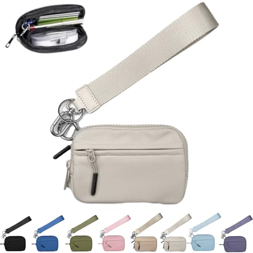 NNBWLMAEE Commonlyto Wallet, The Wallet 2nd Gen, Wristlet Waterproof Nylon Wallets for Women Daily & Shopping, Zippered Card Case with Id Window (beige) von NNBWLMAEE