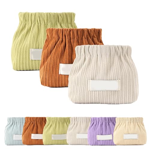 NNBWLMAEE Corduroy Elastic Hair Tie Organizer, Portable Travel Corduroy Elastic Storage Bag, Large Capacity Small Cute Hair Accessory Jewelry Storage Organizer (3pcs B) von NNBWLMAEE