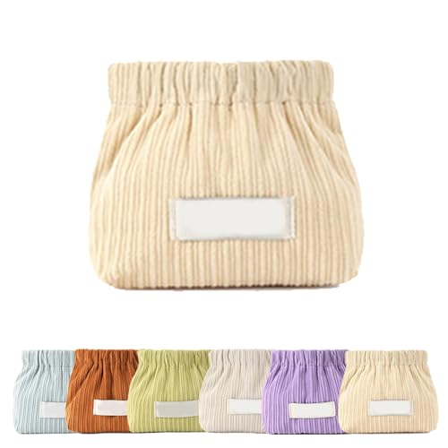 NNBWLMAEE Corduroy Elastic Hair Tie Organizer, Portable Travel Corduroy Elastic Storage Bag, Large Capacity Small Cute Hair Accessory Jewelry Storage Organizer (Beige) von NNBWLMAEE