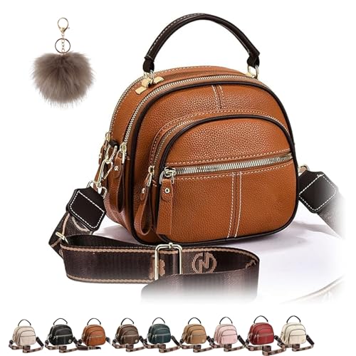 NNBWLMAEE Easiotward Crossbody Bag, Classic Multifunctional Compartments Adjustable Wide Shoulder Purses, Leather Handbag (Brown) von NNBWLMAEE