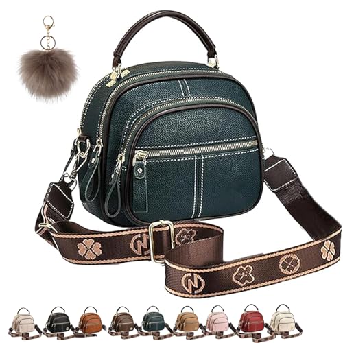NNBWLMAEE Easiotward Crossbody Bag, Classic Multifunctional Compartments Adjustable Wide Shoulder Purses, Leather Handbag (Green) von NNBWLMAEE