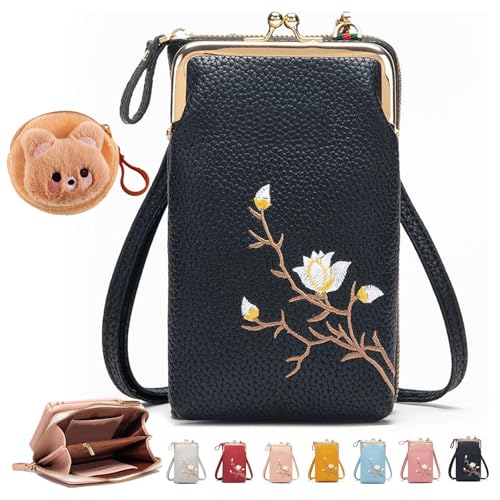 NNBWLMAEE Forever Savour Women Sling Cross, with Mobile Cell Phone Holder, Forever Savour Mobile Phone Bag, Women Sling Cross-Body Wallet for Travel, Cell Phone Handbags with Card Slots (B) von NNBWLMAEE