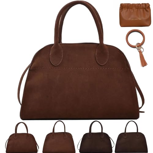 NNBWLMAEE Modavo Suede Bag, Modavo Parisian Stroll Bag, Brown Suede Top-Handle Work Handbag for Women (Brown - Small) von NNBWLMAEE