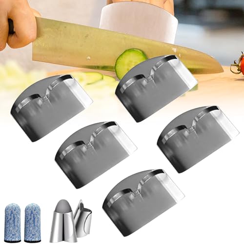 NNBWLMAEE Stainless Steel Finger Guard, Finger Protector for Cutting Food, Stainless Steel Finger Guard Knife Cutting Protector, Premium Slicing Tool Finger Protector for Kitchen (5pcs,Double Fingers) von NNBWLMAEE