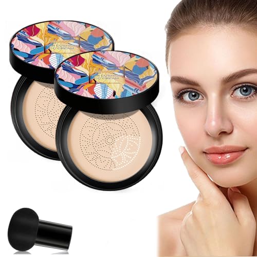 NNBWLMAEE Whalegrass Air Cushion CC Cream, Whale Grass Make Up, Mushroom Head Air Cushion CC Cream, BB Cream Foundation Makeup, Even Skin Tone Makeup Base Primer (Brighten*2) von NNBWLMAEE