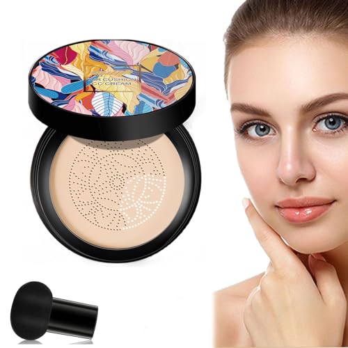 NNBWLMAEE Whalegrass Air Cushion CC Cream, Whale Grass Make Up, Mushroom Head Air Cushion CC Cream, BB Cream Foundation Makeup, Even Skin Tone Makeup Base Primer (Natural*1) von NNBWLMAEE