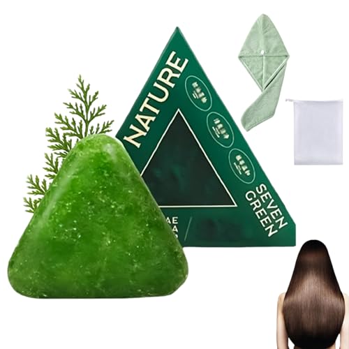 Nature Triangle Shampoo Bar, seven green shampoo soap, Natural Plant-Based, Calming & Strengthens Hair for Women and Men (Green) von NNBWLMAEE