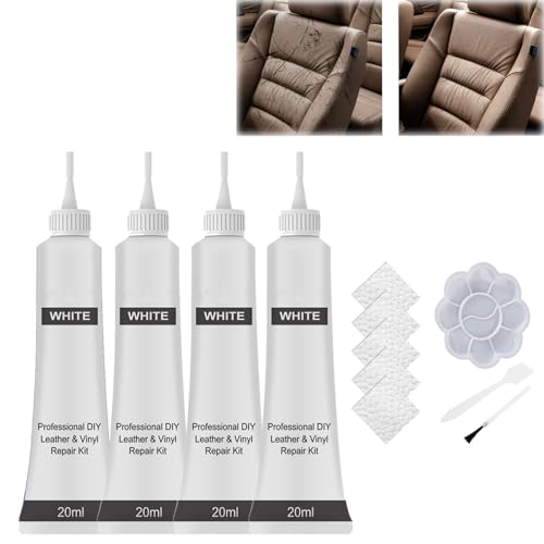 Relativityi Advanced Leather Repair Gel, Advanced Leather Repair Gel Kit, Multifunctional Leather Refinishing Cream, Leather Repair Gel for Sofa, Leather Jacket, Car Seat, Shoes, Coats (4pcs White) von NNBWLMAEE