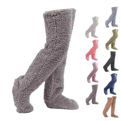 Snuggs Cozy Socks, Snugglepaws Sock Slippers, Snuggs Cozy Socks Knee High, Teddy Legs Long Socks for Women (Dark Gray) von NNBWLMAEE