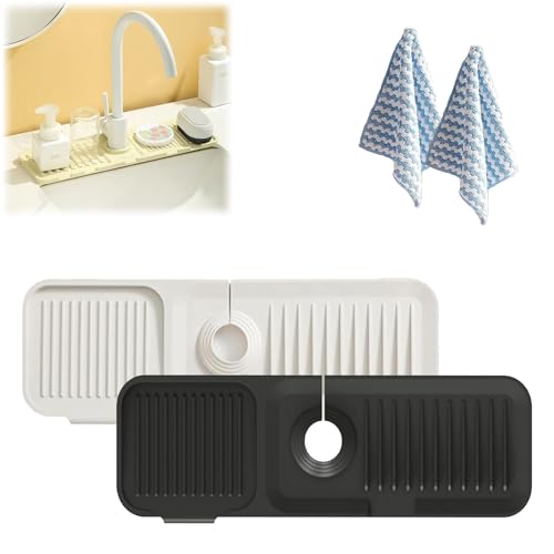 Tidy Splash Faucet Guard & Draining Mat, Splendiday Silicone Draining Mat, Blissden Silicone Draining Mat, Silicone Draining Mat for Kitchen Sink (14.5x5.5in,2pcs C) von NNBWLMAEE