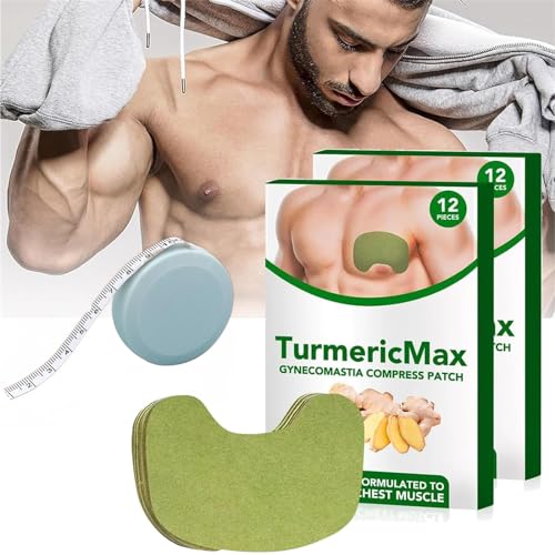 Turmericmax Gynecomastia Compress Patch, Gynecomastia Tightening Ginger Patch for Men, Effectively Shrinks Men Chest (24 Pcs) von NNBWLMAEE