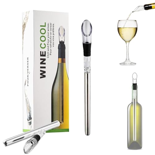 Vino Buddy, Vino Buddy Wine Chiller Stick, 3 in 1 Stainless Steel Wine Bottle Chiller with Aerator and Pourer, The Best Holiday Gifts (1set) von NNBWLMAEE