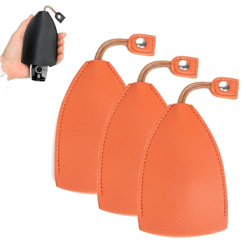 WinkKey - Protective Pull Out Key Case, Leather Creative Pull-Out Key Case Cover (3pcs Orange) von NNBWLMAEE