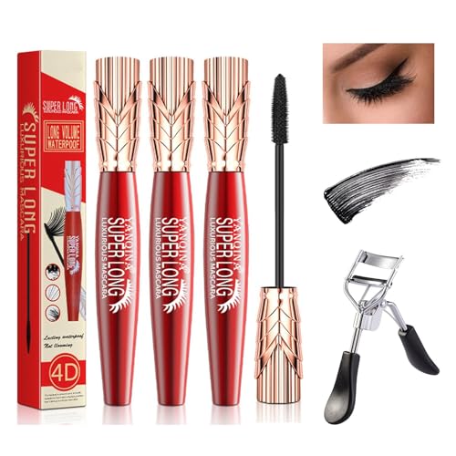 Yanquina Super Long Mascara, Yanquina Super Long 4d, Yanquina 4d Silk Fiber Lash Mascara, Super Long Luxurious Mascara, Stereo Lengthening Mascara (3pcs) von NNBWLMAEE