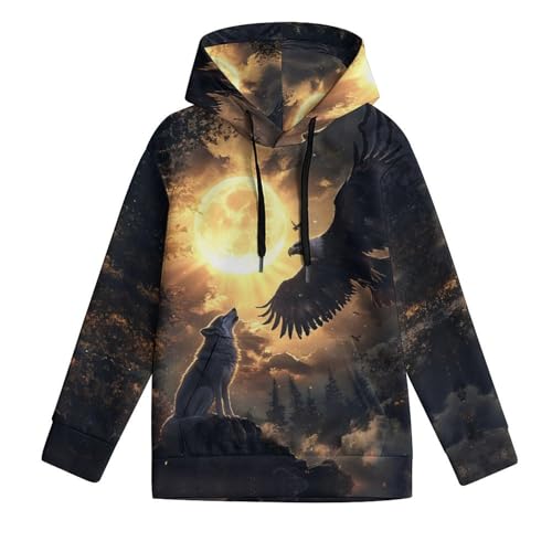 NNCSNE AdlerWolf Kapuzenpullover Hoodie Kinder Langarm Pulli mit Kapuzen Sweatshirt Mit Taschen 5-13 Jahre von NNCSNE