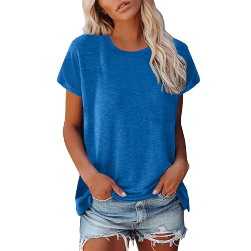 Bluse Damen Elegant Kurzarmshirt Rundhals Oberteile Geteiltes Hemd Tshirt Weißes T-Shirt Damen Locker Damenblusen Kurzarm Kariert Rückenfreies Oberteil(Bluse Damen Elegant BU2,M) von NNGOTD