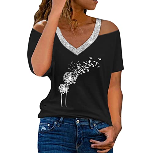 Funny Shirt Damen Sommer T-Shirt Casual Streifen Patchwork Kurzarm Oberteil Tops Bluse Shirt Modeoberteile Basic Langarm Oberteile Color Block Bluse Shirt Lässig Tshirt XXL von NNGOTD