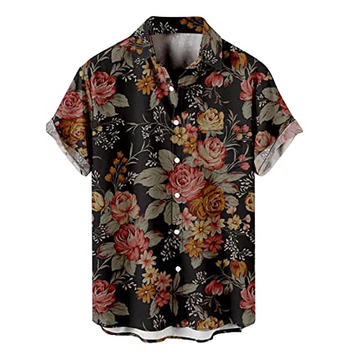 Hawaiihemd Männer Mode Kurzarm Hemdengrößen Bügelfrei Hawaii Hemd Einfarbig Tropical Longshirt V-Ausschnitt Herren Strand Hemd T-Shirts Tuniken Tops von NNGOTD