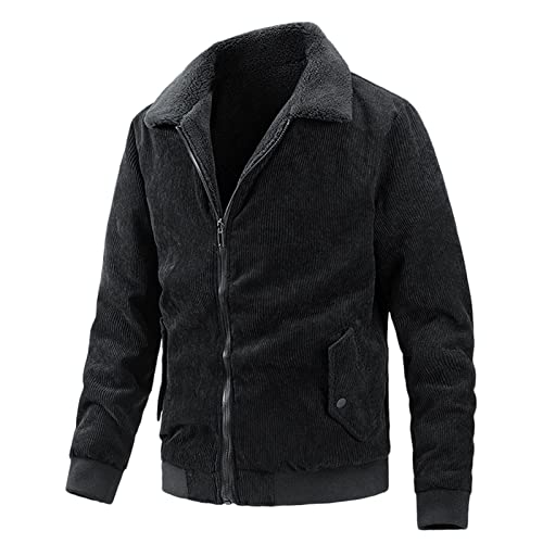 Mens Fashion Simple Solid Pocket Cardigan Button Pullover Jacke Herren Bomberjacke (BAULMDA-Black, XXXL) von NNGOTD