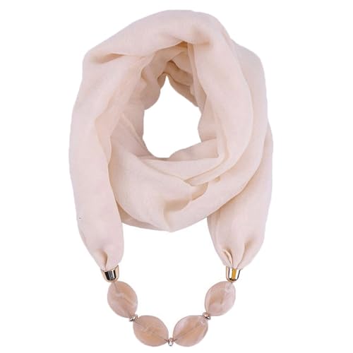 NNGOTD Damen einfarbiger Loop Schal mit Strass Perlen Unifarben Tuch leichter Schlauchschal Rundschal Schal Tuch Damen-schal Halstücher uni unifarben Loopschal einfarbig Halstuch Damenschal von NNGOTD
