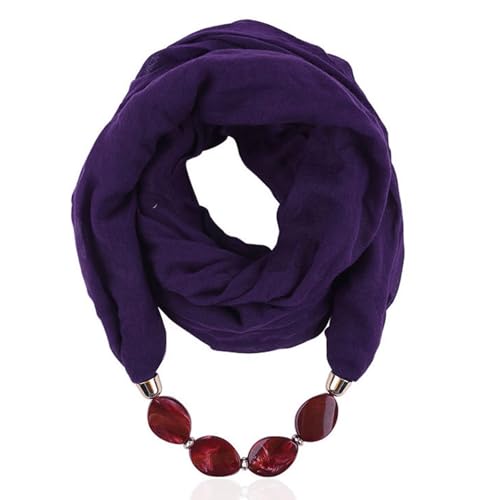 NNGOTD Damen einfarbiger Loop Schal mit Strass Perlen Unifarben Tuch leichter Schlauchschal Rundschal Schal Tuch Damen-schal Halstücher uni unifarben Loopschal einfarbig Halstuch Damenschal von NNGOTD