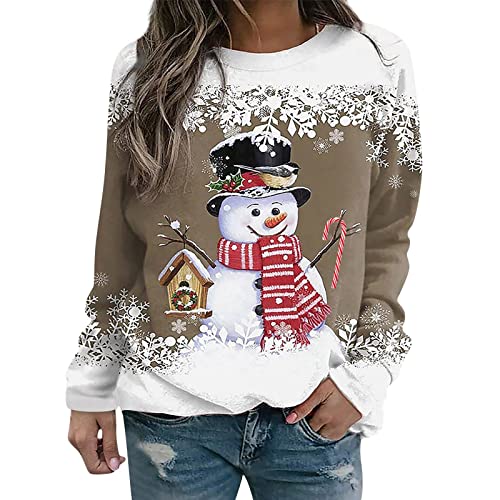 NNGOTD Pullover Damen sexy rot Mode Damen Sweatshirt Damen Pullover Hoodie Jacke frühling Damen blau Damen Mantel tailliert lang Damen Langarmshirts weihnachtsmotiven Longshirt von NNGOTD