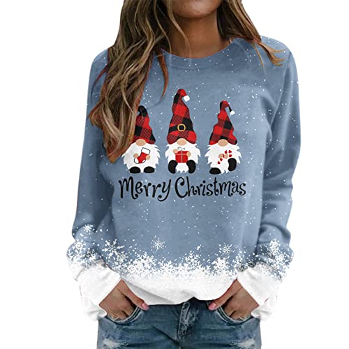 NNGOTD Damen Pullover Gestreift Sportalm Sweatshirt Hoodie Weiß Lang Jacke 38 Mantel Tailliert Langarmshirt Streifen Weihnachtsmann Basic Tops von NNGOTD