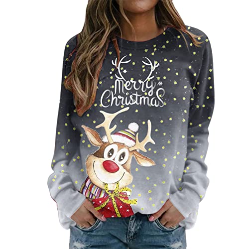 NNGOTD Weihnachts Pulli Kapuzenpullover Damen Hoodie Knopfleiste Leichter Pullover V Ausschnitt Sweatshirt mit Kapuze Weihnachts Pyjama Frau von NNGOTD