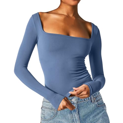 Oversized Tshirt Damen Oversize T Shirt Sommer Kurzarm Rundhals Oberteil Locker Tops Elegant Bluse Jacke Damen Sommer Langarmshirt Damen Weiss Oberteil Damen(Sportoberteil Damen Fitness Blau,M) von NNGOTD