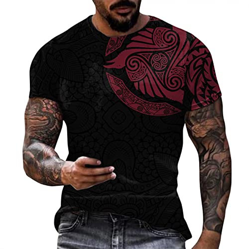 Shirt Herren Kurzärmliges Rundhals Ausschnitt T-Shirt Lustig Oversize Hippie Kostüme Patchwork Beiläufig Bauarbeiterhemd Sportbekleidung Streetwear Blusen Modehemd von NNGOTD