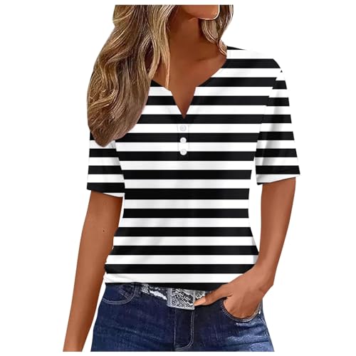 Shirt gestreift Damen XXL Damen Bluse Kurzarm weit Oberteile Damen elegant Sommer übergröße Tunika Damen Sommer Langarm Yoga Oberteil Damen Langarm top ärmellos Damen Stehkragen Cord Hemd Damen grün von NNGOTD