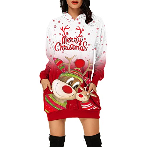 NNGOTD Weihnachts Kleider Damen Langarm Rundhals Freizeit T Shirts Blusen Sweatshirts Tunika Tops für den Winter Weihnachts Geschenke Für Mädchen von NNGOTD