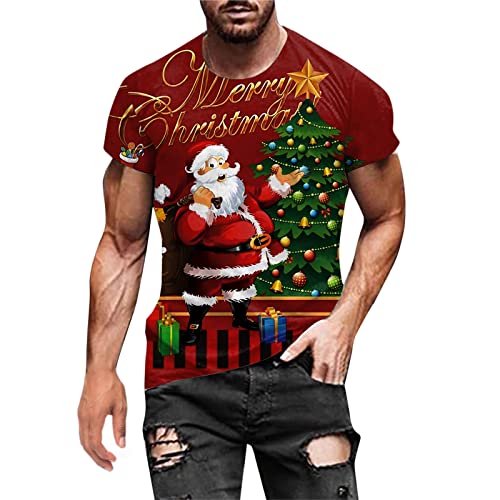 Weihnachtshemd Herren 3D Druck Herren Weihnachten Freizeithemd Langärm Slim Fit Lustige Funky Hemden Männer Weihnachten Hemd Lustige Christmas Shirt M-XXL von NNGOTD
