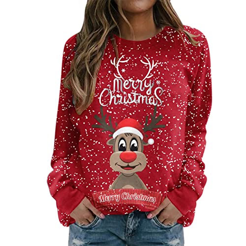 Weihnachtspullover Led Herren Damen Chiffon Blusen Elegante Reißverschluss Langarmshirts Bluse Tunika Oberteile T-Shirt V-Ausschnitt Tops von NNGOTD