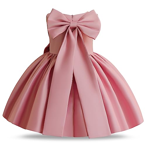 NNJXD Baby Mädchen Geburtstag Party Kleid Schleife Prinzessin Kleinkind Mädchen Kleidung 2037 Rosa Größe (110) 3–4 Jahre von NNJXD