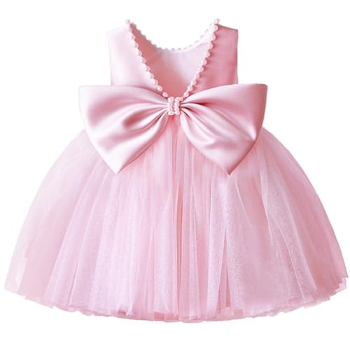 NNJXD Baby Mädchen Geburtstagsteil Tutu Kleid Bowknot Kleinkind Mädchen Festzug Kleider 2029 Rosa Größe (80) 6-12 Monate von NNJXD