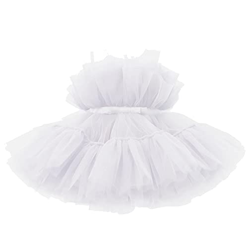 NNJXD Baby Mädchen Kleid Schleife Kleider Tutu Flauschige Taufe Prinzessin Größe (100) 2-3 Jahre 766 Weiß-A von NNJXD